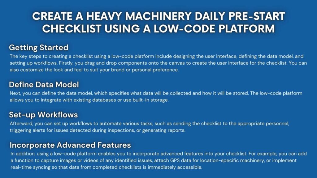 Create a Heavy Machinery Daily Pre-Start Checklist Using a Low-code Platform