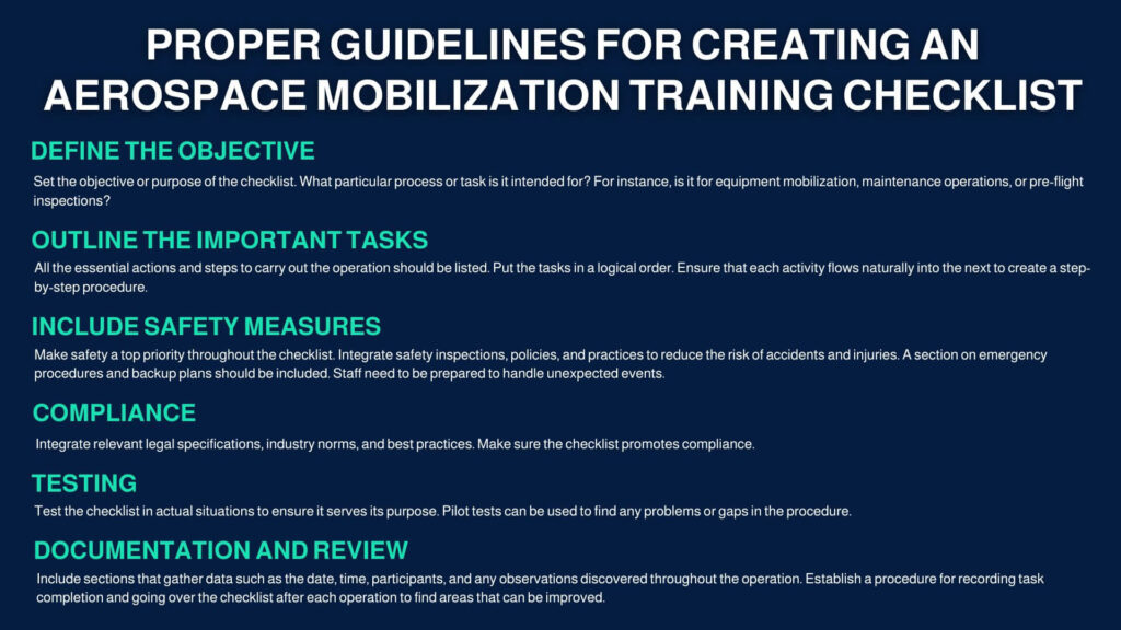 Proper Guidelines for Creating an Aerospace Mobilization Training Checklist