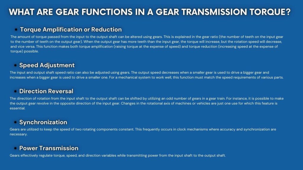 What are Gear Functions in a Gear Transmission Torque