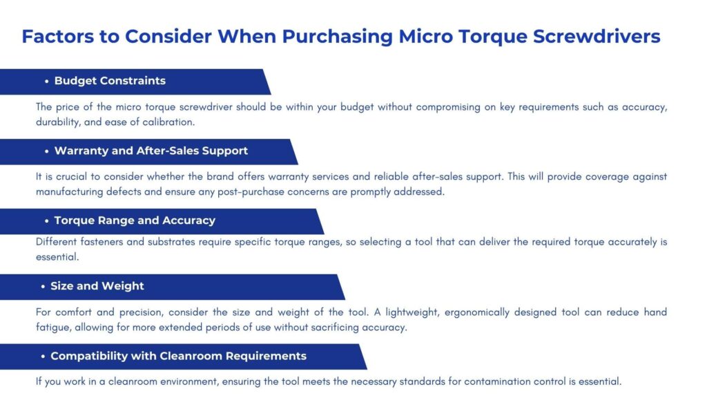 Factors to Consider When Purchasing Micro Torque Screwdrivers